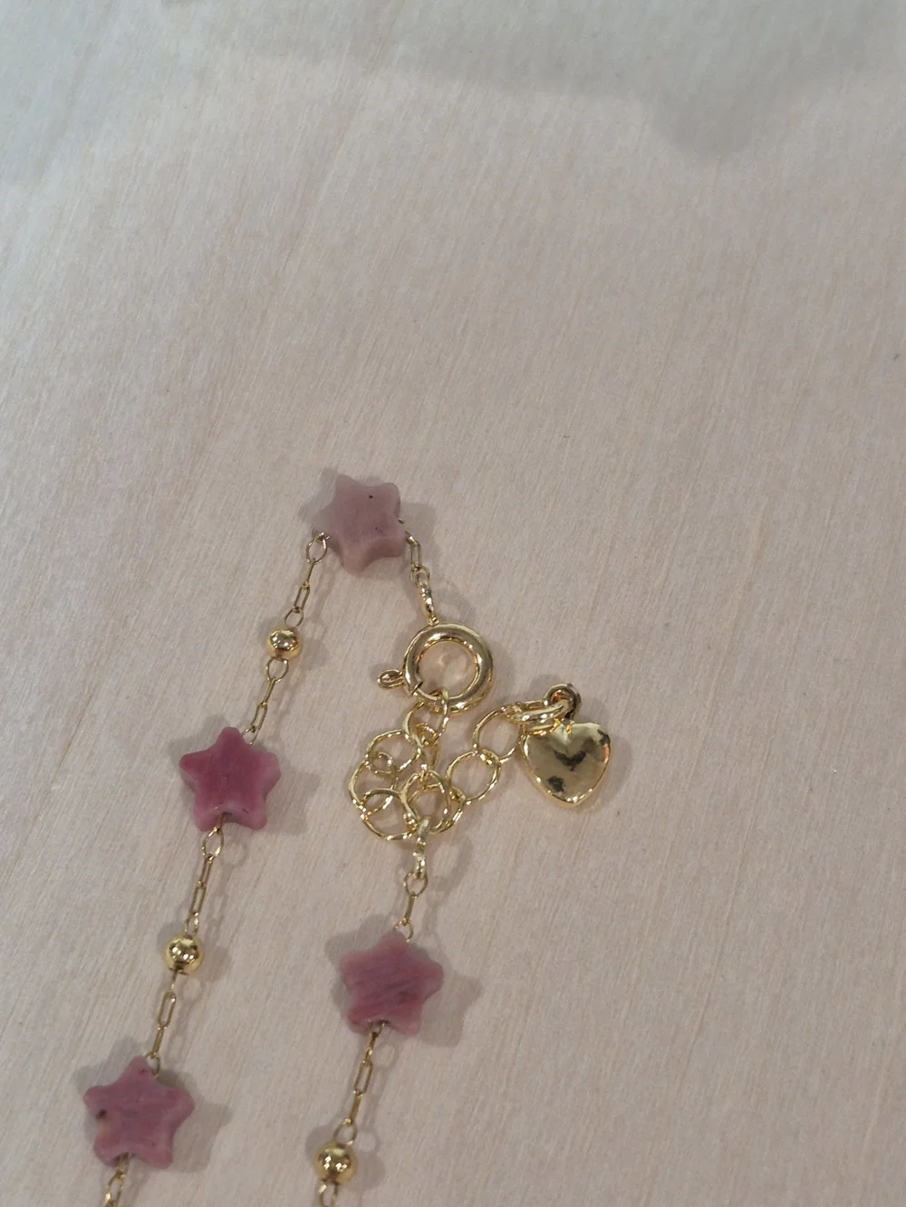 🩷⭐️NEW🩷⭐️ PRETTY!! RHODOCROSITE Micro Paper Clip Natural Stone Star Bracelet